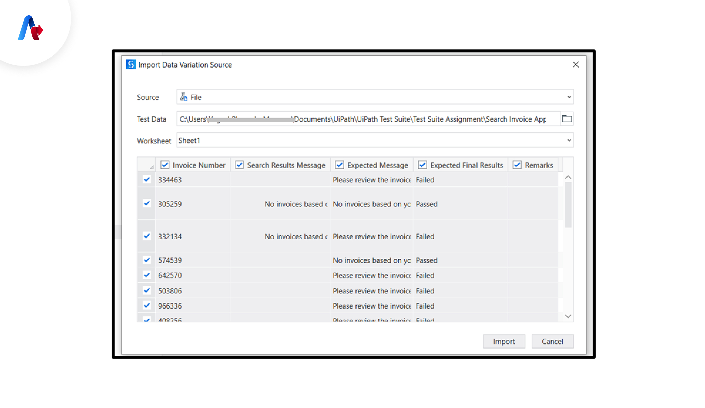 Import Data Sheet